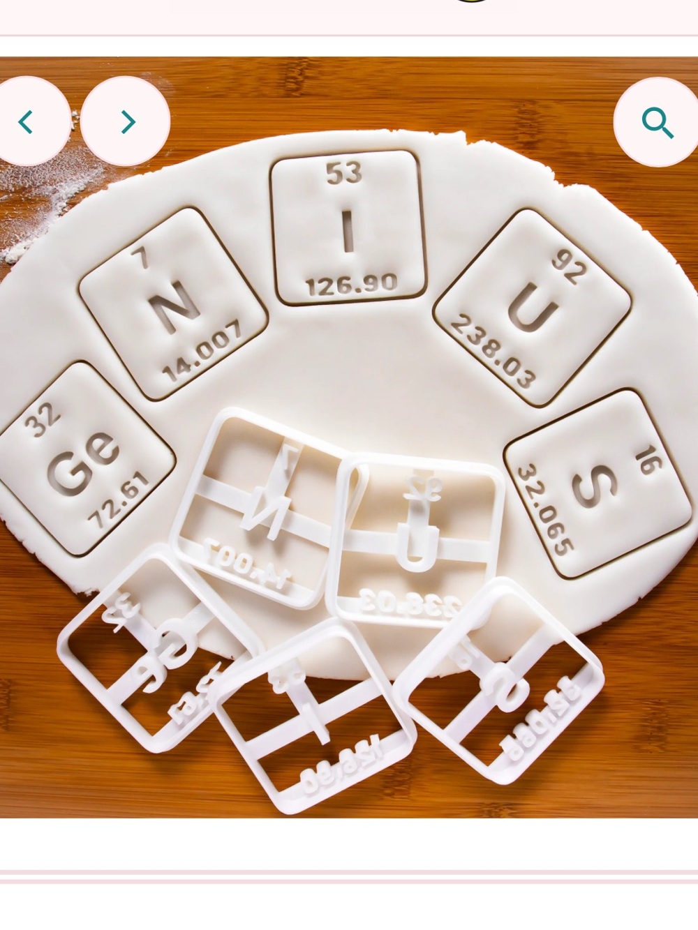 Bakerlogy Cookie Cutter Set of Periodic Table Elements: GeNIUS Complete Set of 5
